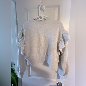 H&M grey ruffled sleeve sweatshirt NWOT